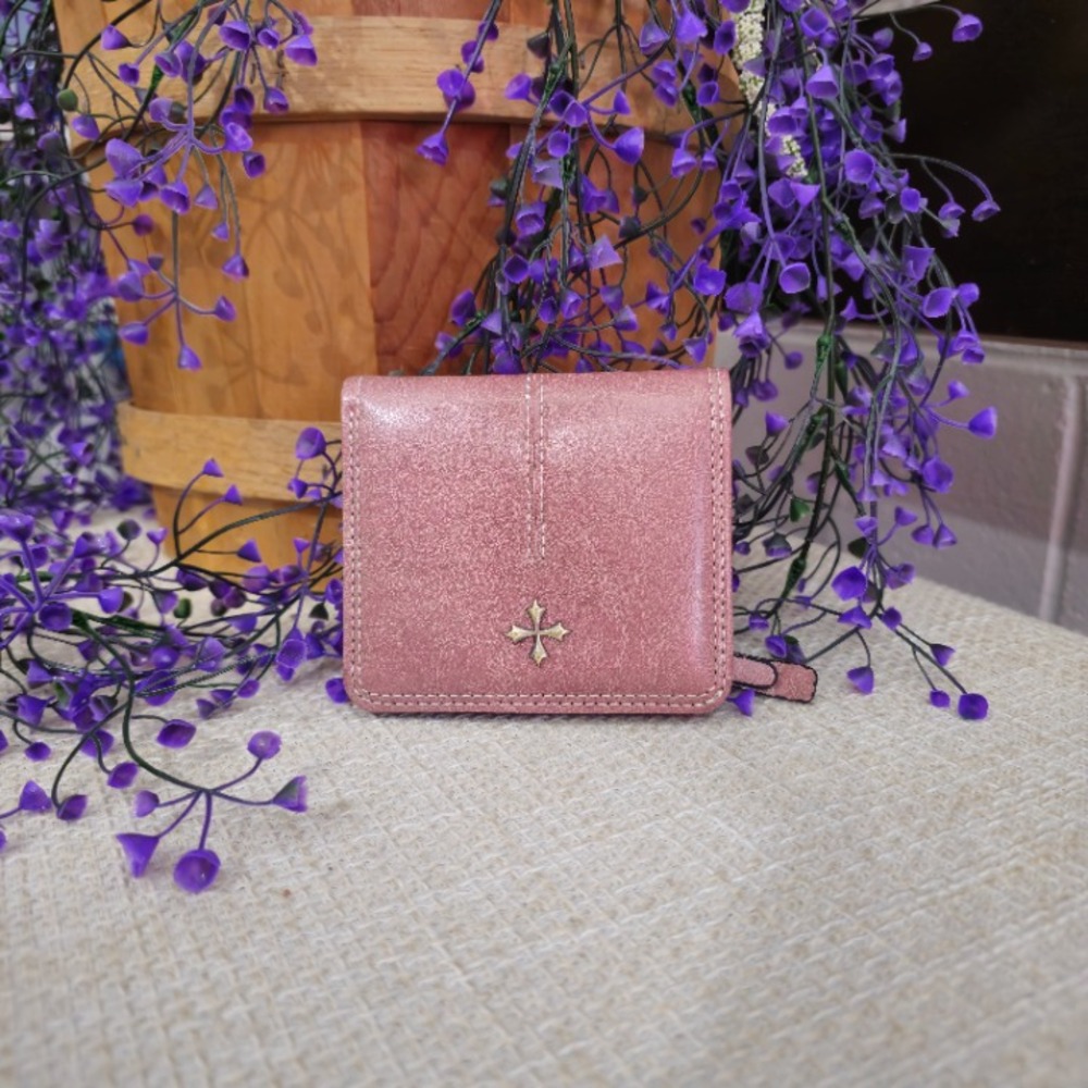 Gothic Cross Stud Bifold Snap Wallet | Blush Pink | 4x4in